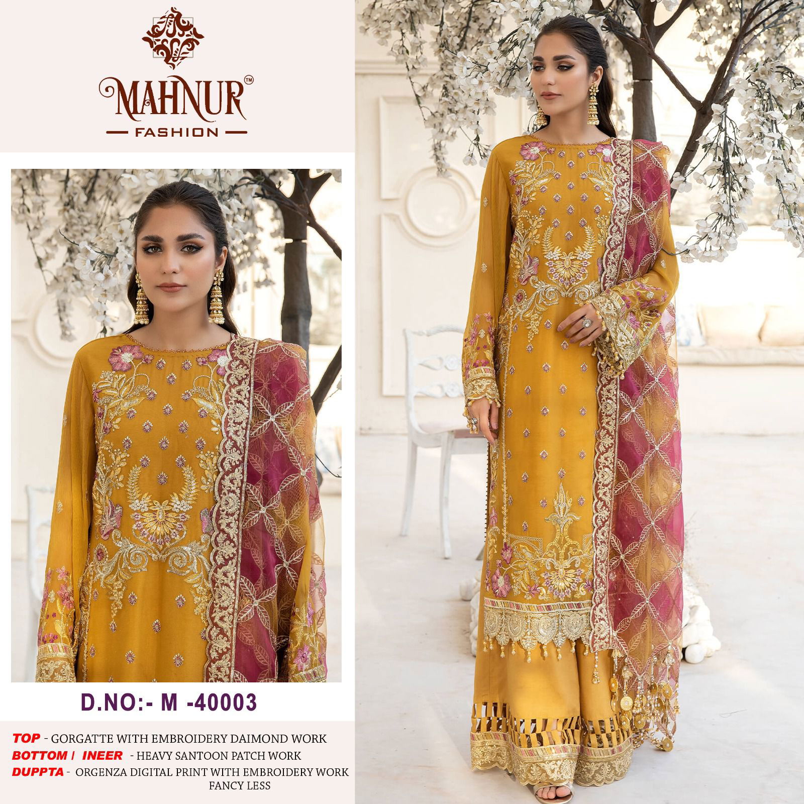 Mahnur Vol 40 Embroidery Georgette Pakistani Suits Wholesale Suppliers In Mumbai
